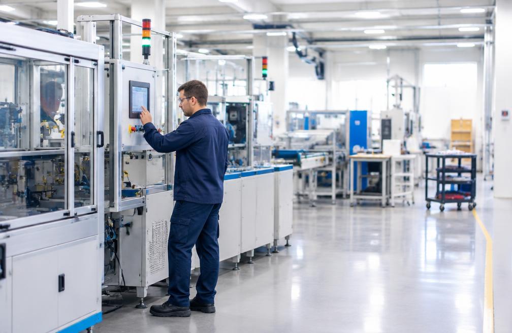 Production floor with an operator